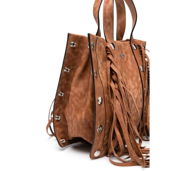 Moschino Fringe-Embellished Rectangular Brown Suede Bag - NWT - Picture 4 of 5